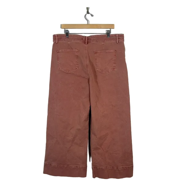 Ann Taylor The Wide Leg Solid Crop Pants Pink Terracotta Boho High Rise Size 16 - Image 4