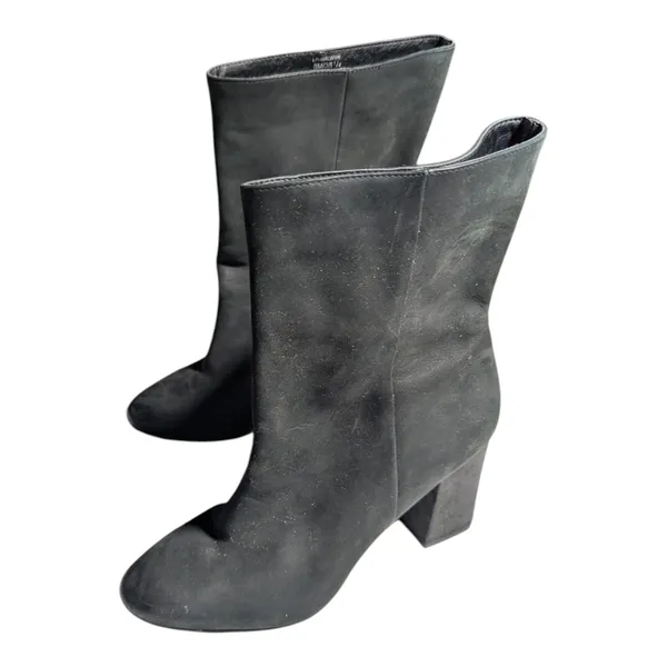 Lucky Brand Walwyn Black Leather Almond Toe Block Heel Mid Calf Boots Sz 8 - Image 7