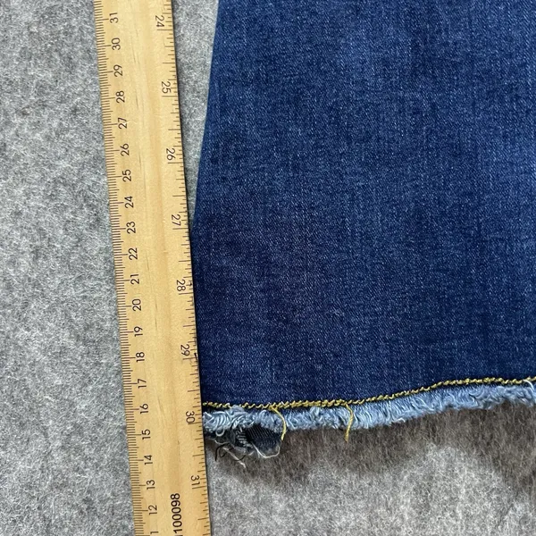 Galmint Womens US 4 Blue Denim Flare Bell Bottom Jeans Raw Hem Stretch‎ - Image 3