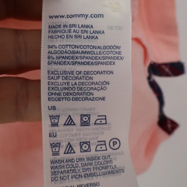 Tommy Hilfiger Polo Shirt Womens S Preppy Pink Colorblock Crest Excellent - Image 3