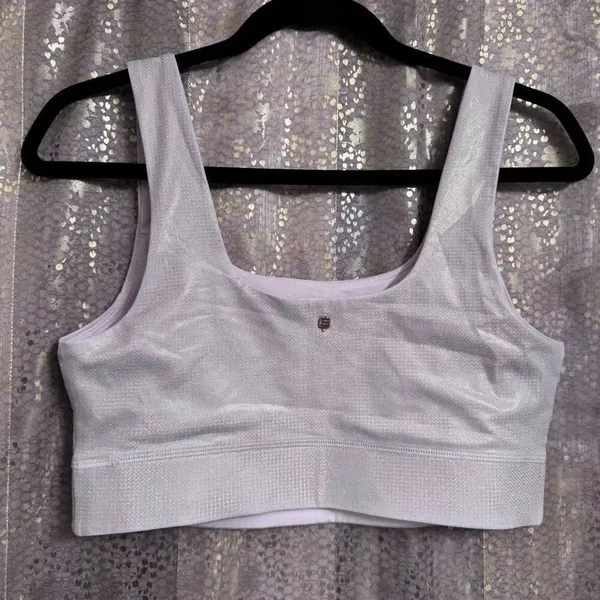 Fabletics Gold Harlyn Hologram Sparkly Shimmering Sports Bra S/M - Image 2