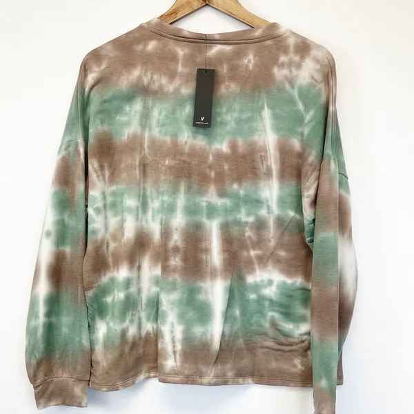 Lulus Womens M Iconic‎ Moves Tie Dye Sweatshirt Brown Green Slouchy Hippie USA - Image 2