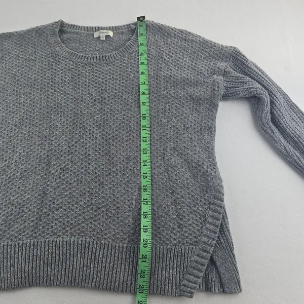 Madewell Textured Knit‎ Gray Sweater Crew Neck Long Sleeve Casual Womens Size M - Image 7
