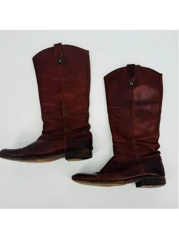 Women's Frye Leather Melissa Boots Reddish Brown Size 9.5 - READ - Image 2