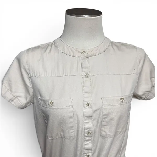 Banana Republic Cotton Short Sleeve Mini Dress Tan Beige 4 - Image 2