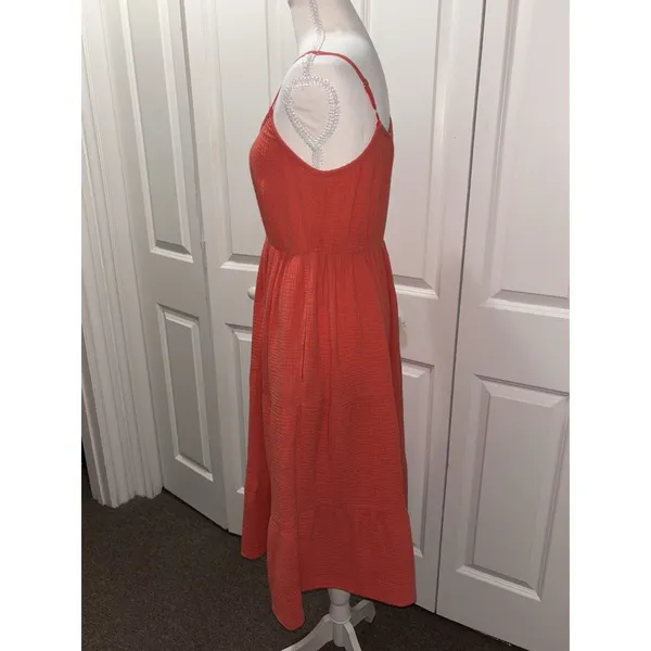 Women's Magaschoni Peach Casual Dress 100% Organic Cotton Sleeveless Midi Size - Image 5