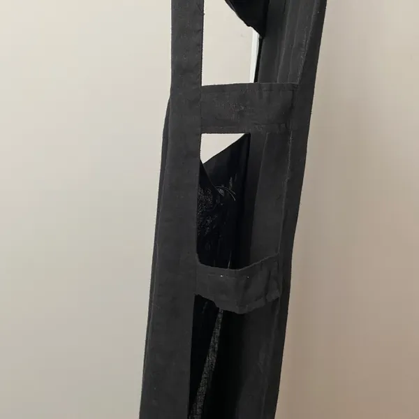 Anthropologie‎ One Size Black Linen Blend Maxi Dress Strappy Open Back Lagenlook - Image 4