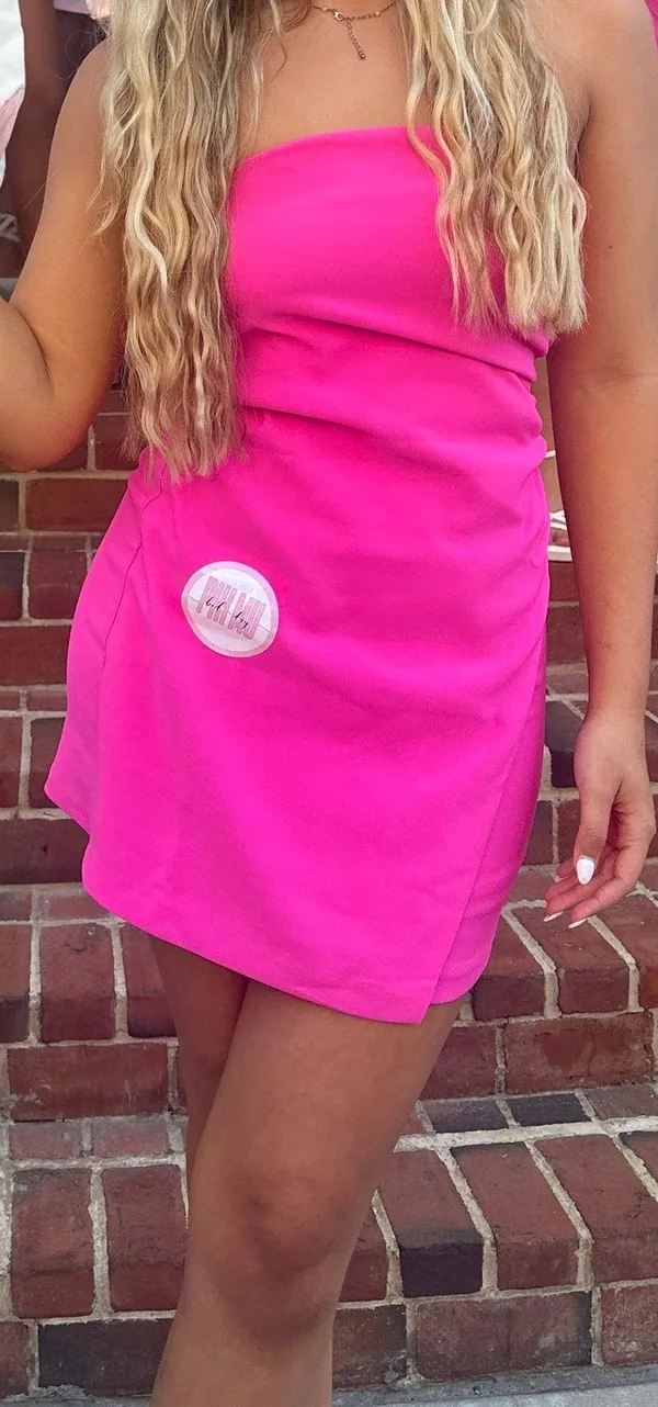 Hot pink Lavish Strapless Dress - Image 2