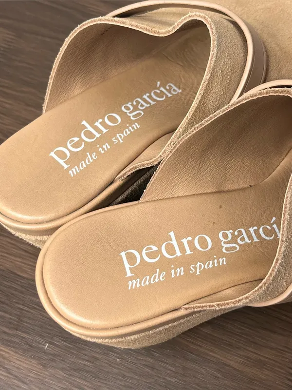 Pedro Garcia Tan Suede Fabia Platform Clog Mules in Camel Castoro - Image 7