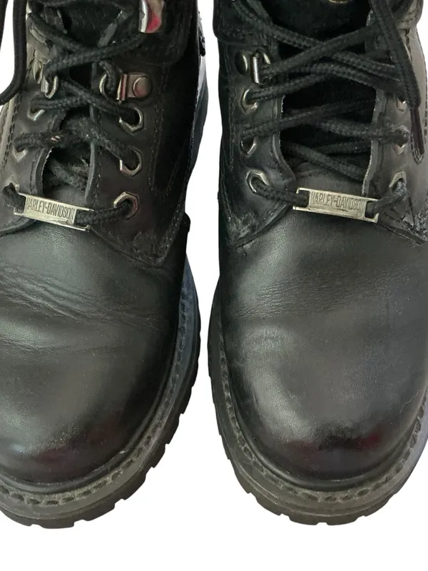 Vtg 90s Harley Davidson motorcycle riding boots women’s black leather grunge - Image 8