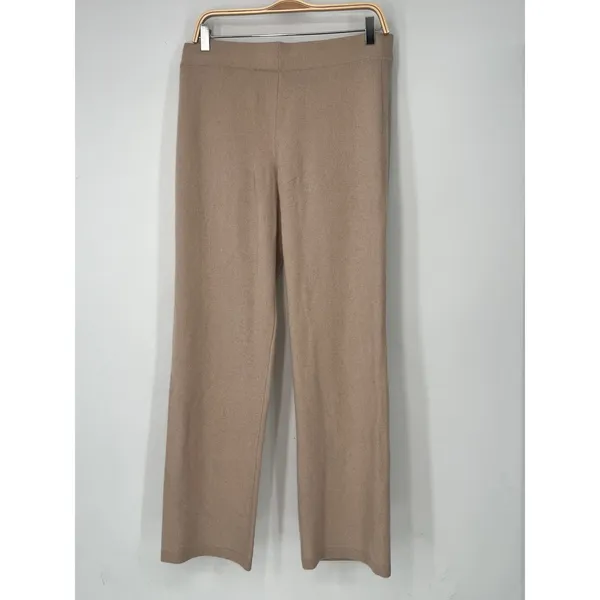 L Neiman Marcus pants 100% Cashmere beige pink wide-leg knit pull-on lounge - Image 6
