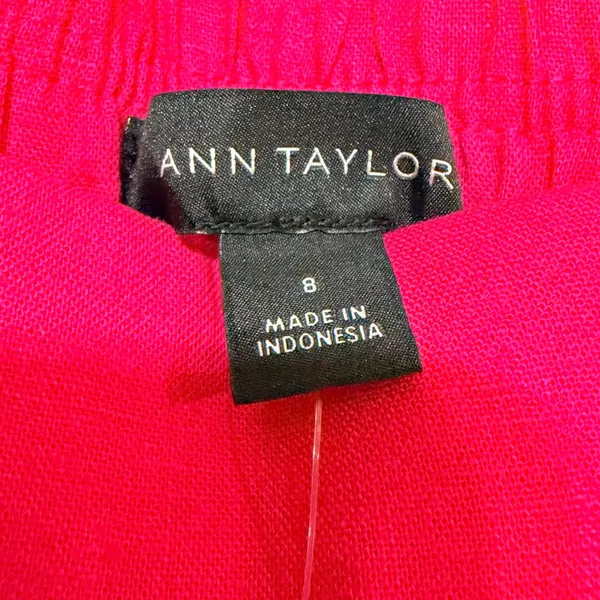 Ann Taylor Pink Linen Blend Wide Leg Cropped Pants Side Zip Size 8 High Rise - Image 7