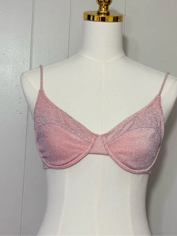 TRIANGL Lina Blush Sparkle Underwire Bikini Set Pink Size S - Image 5