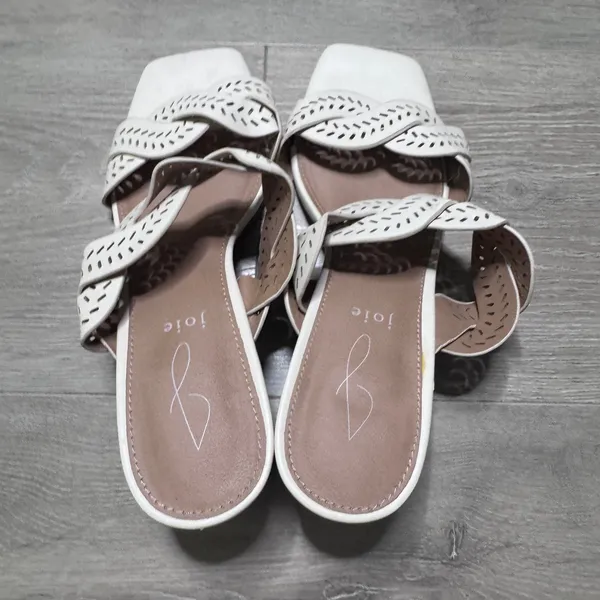 Joie Society Cream White Laser Cut Block Heel Sandals Size 7.5 - Image 4