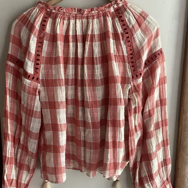 Free People Honey Grove Plaid Top Pink - Image 11