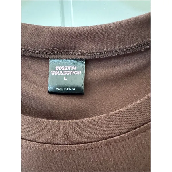 Everyday Crewneck Crop Top in Brown Size L - Image 3