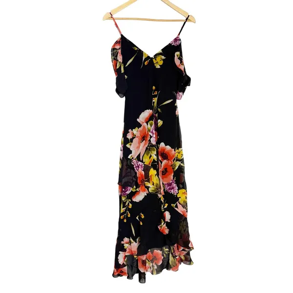 Lulus Love in Bloom Black Floral Print Off-the-Shoulder High-low Dress Size XS - Image 2