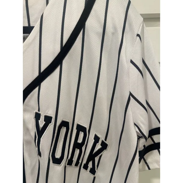 Harper Ivy New York Baseball Jersey Top White Black Pinstripe Size L casual - Image 3