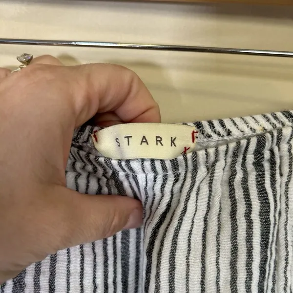 Stark‎ X Wide Legged Side Slit White & Blue Striped Pants Women's XS USA Cotton - Image 2