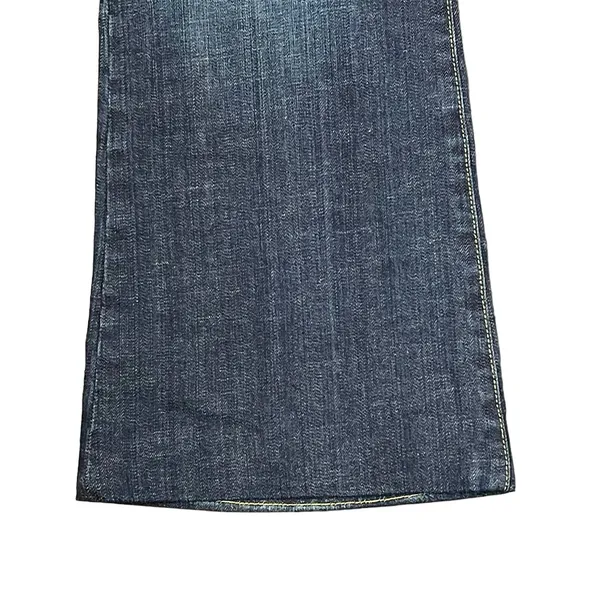 Express E2 Eva Full Leg Flared Jeans Size 31 Mid-Rise Stretch‎ Dark Wash Denim - Image 3