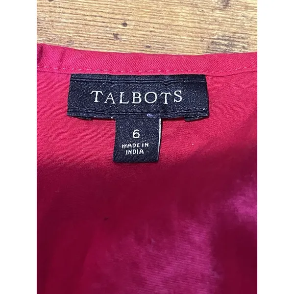 Talbots Blouse Top Sleeveless Womens Sz 6 Red Ladybug Buttons Pleated Bib Preppy - Image 8