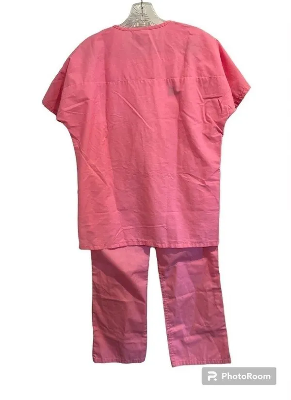 ScrubZone by Landau Unisex Light Pink XS Scrub Pants V Neck Short Sleeve Top - Image 3