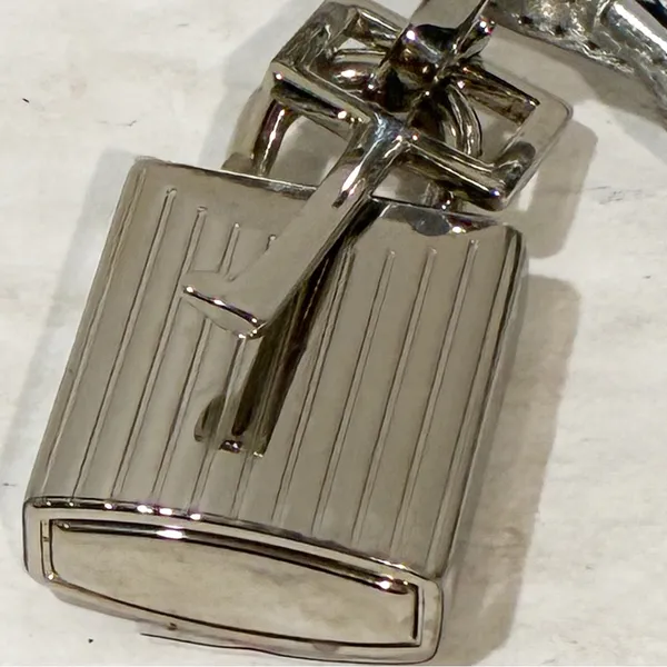 Tom Ford Silver Metallic Padlock Key Adjustable‎ Necklace Belt - Image 3