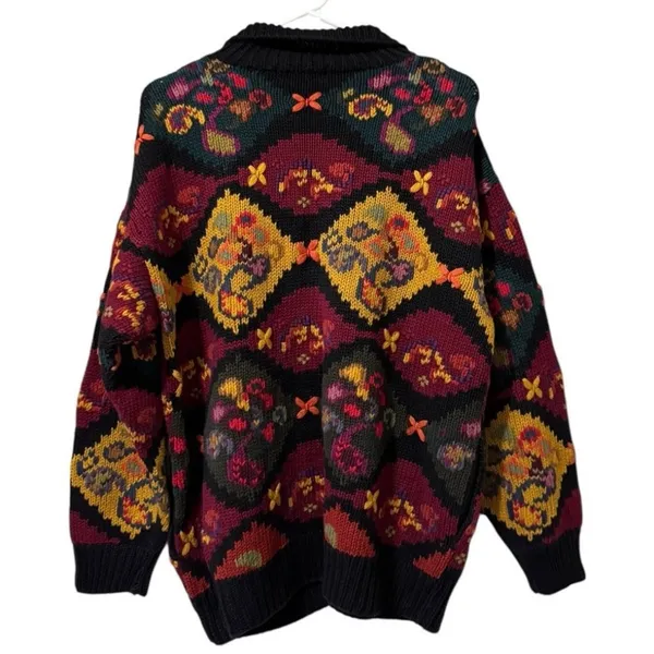 Hunt Club Women Button Down Cardigan Knit‎ Sweater Sz Medium Embroidered VTG - Image 2
