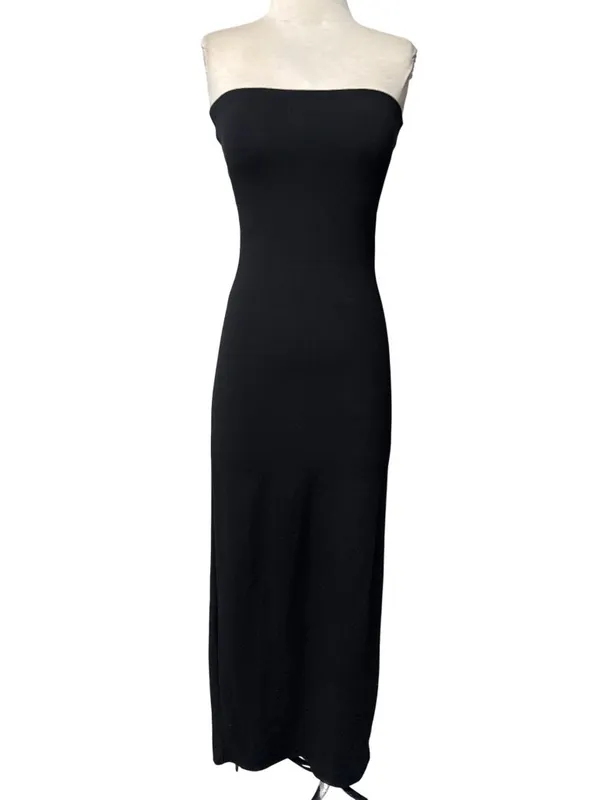 LESET Rio Bandeau Dress in Black Medium New Womens Column Maxi Gown - Image 4