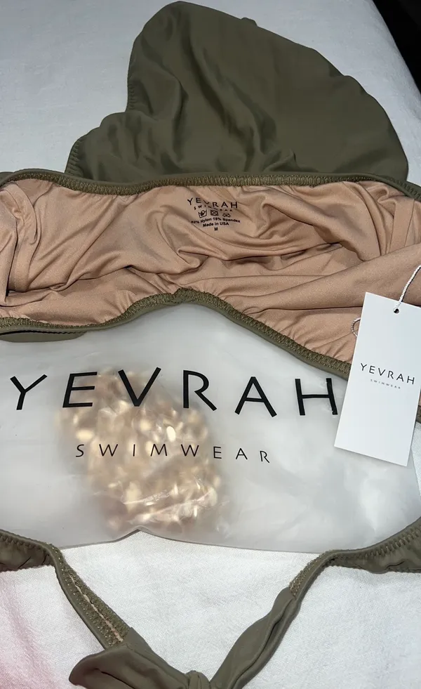 Revolve YEVRAH Positano V Neck One Piece in Taupe - Medium - Image 7