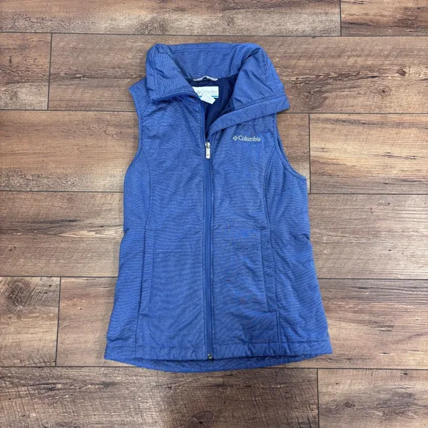 Columbia Outdoor Gorpcore Work Womens XS Blue Quilted Striped Puffer Vest EUC - Image 2