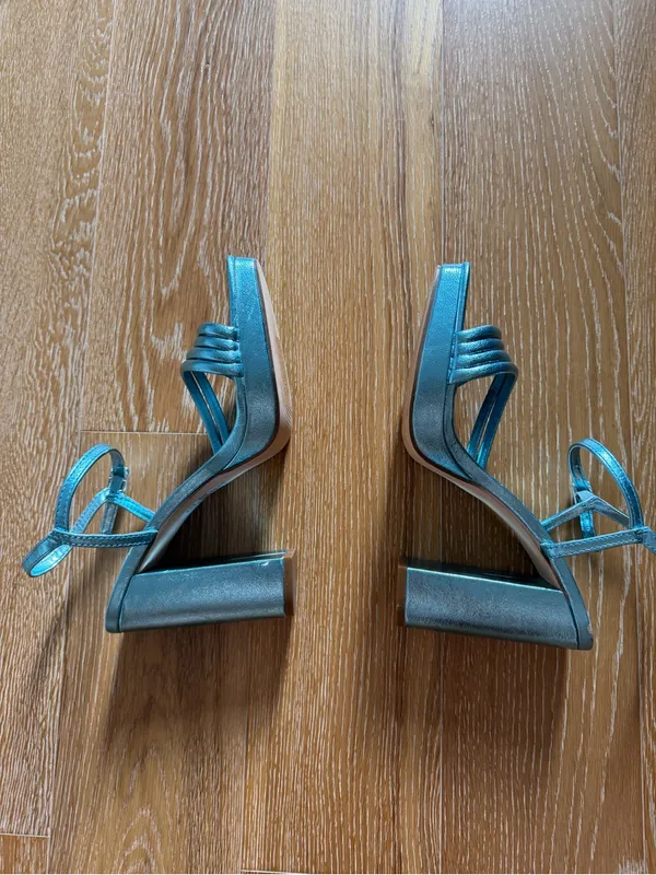 Primark Metallic Teal Strappy Platform Heels - Image 3