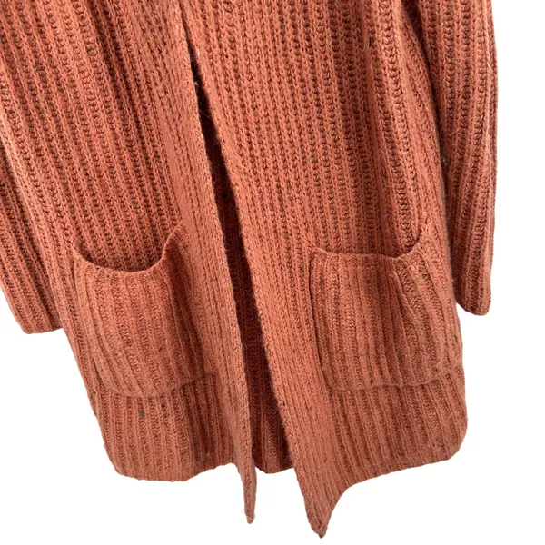 Ann Taylor Loft size large orange open‎ front duster cardigan sweater - Image 3