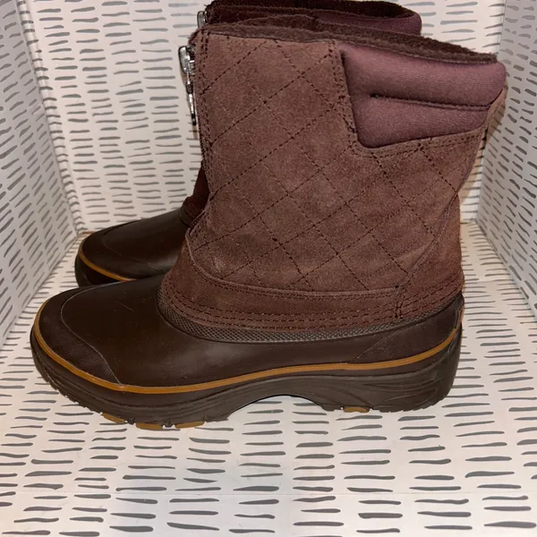 Bass Cordova Women‎ Brown Quilted Suede Waterproof Winter Duck Boots Size 7 - Image 2