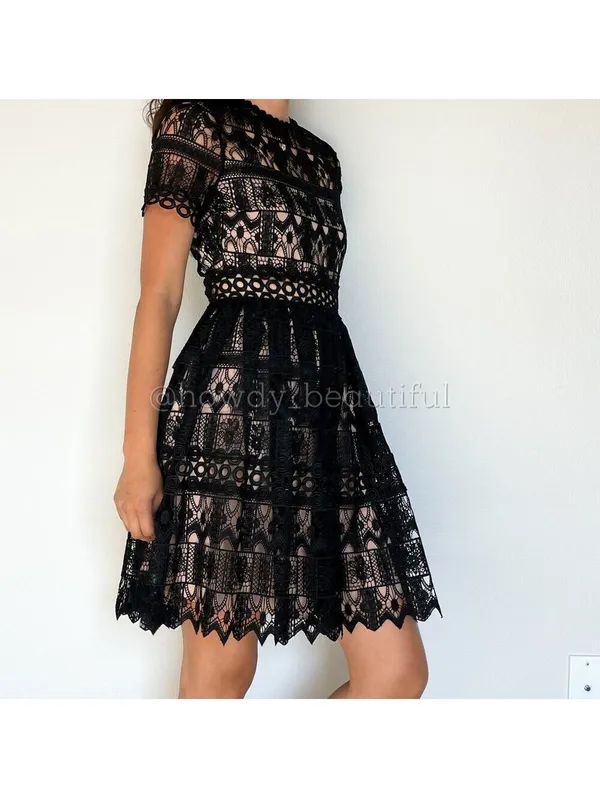 Alexis Black Crochet Guipure Lula Dress Size XS - Image 6