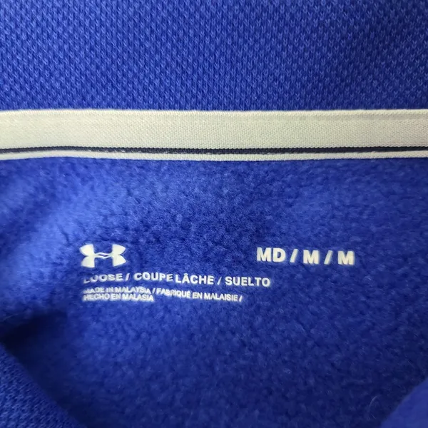 Under‎ Armour Women’s Medium Blue Color block 1/4 Zip Mock Cropped Sweatshirt - Image 3