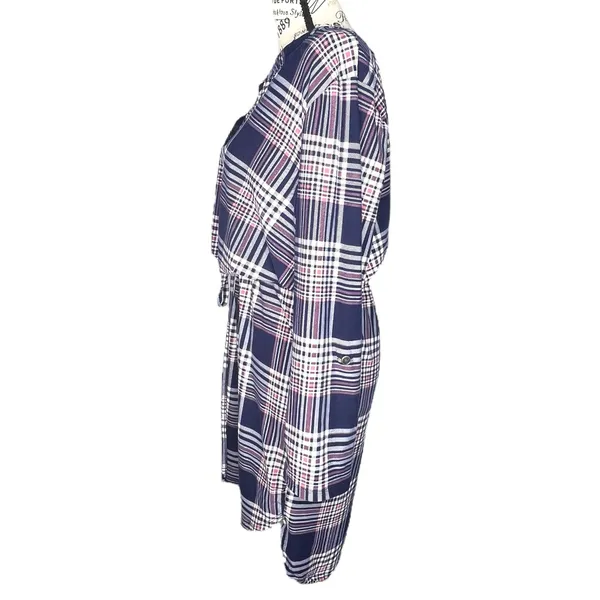 Bobbie Brooks Plus Size (1X) Roll Tab Sleeve Elastic Waist Tie Blouson Dress - Image 5