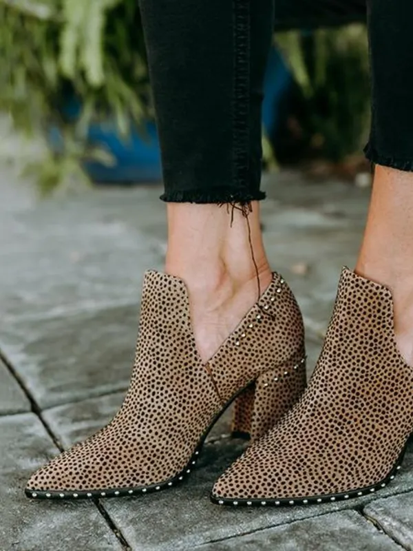 Gianni Bini Leopard Daveigh Studded Ankle Booties Block Heel Size 7 - Image 2