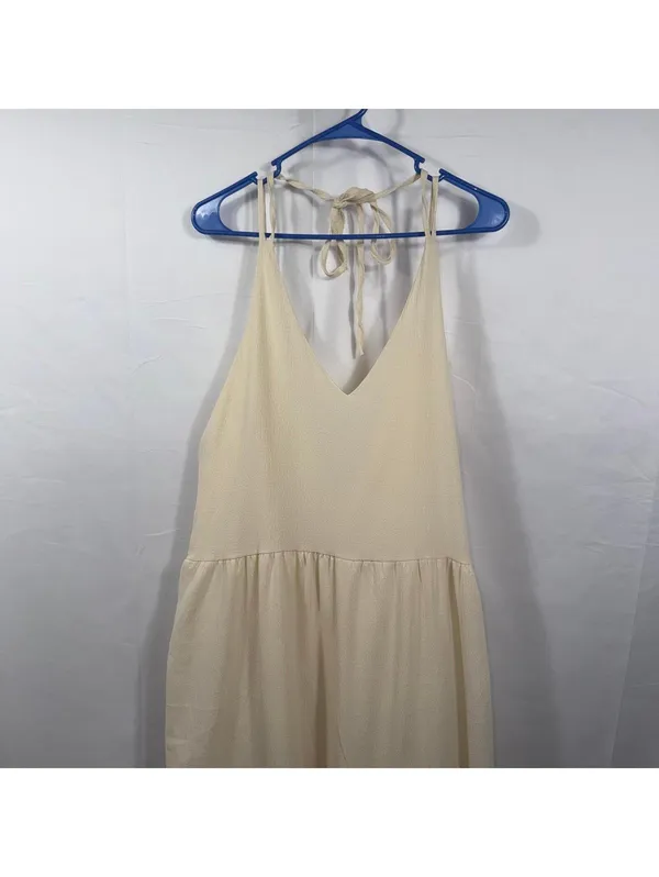 Cream Tiered Halter Maxi Dress Size XL - Image 2