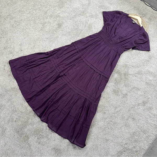 Bila77 Women’s Kelsey Maxi Dress Sleeveless Smocked Tiered V-Neck in Purple S - Image 3