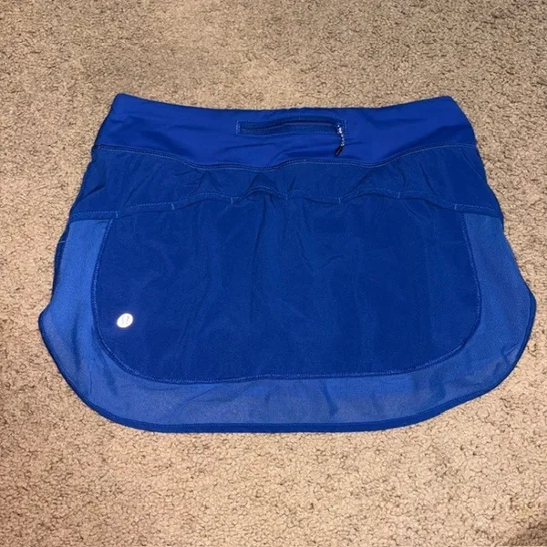 Lululemon Hotty Hot Skirt II Activewear Mesh Hem Sapphire Blue 6 - Image 4