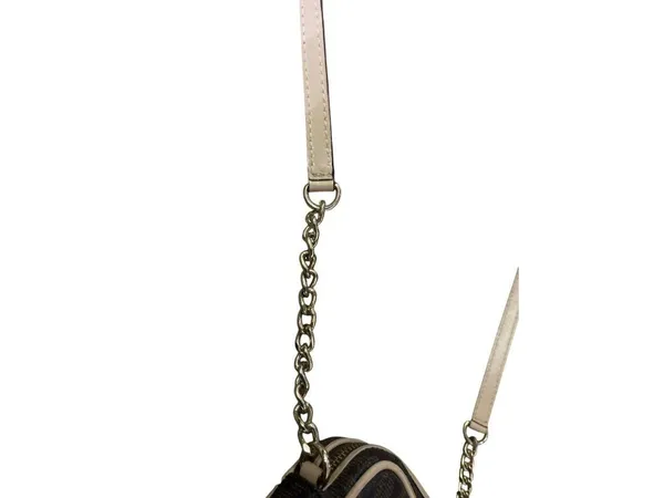 Michael Kors Jet Set Travel Crossbody Bag Brown MK Monogram Small Gold Chain Use - Image 14