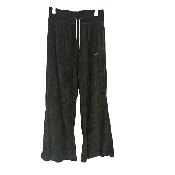 Nike Sweats Size S Terrycloth Wide Leg High Rise Olive Green - Image 3