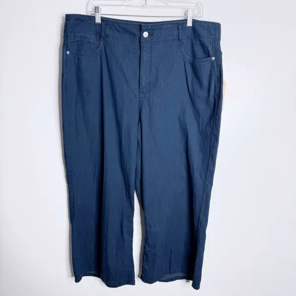 NYDJ Brigitte High Rise Wide Leg Capri Serendipit Blue Wash NWT Size‎ 16 Casual - Image 2
