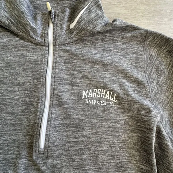 Nike Dri-Fit 1/2 Zip Pullover Marshall University Heather Grey L EUC - Image 5