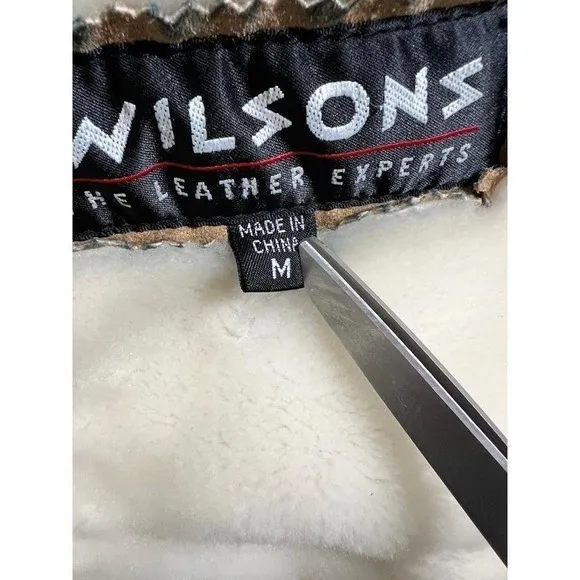 Vintage Wilsons Leather Suede & Faux Shearling Coat Penny Lane Y2K Tan M - Image 4
