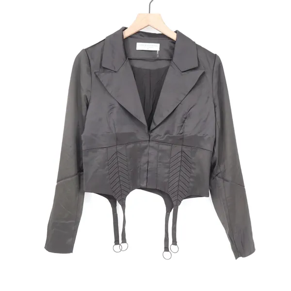Naked Wardrobe The Statement Black Cropped Garter Blazer Size M - Image 2