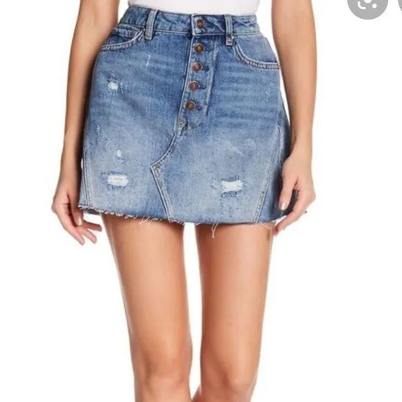 Free people we the free womens denim a line‎ mini skirt size 25 - Image 2