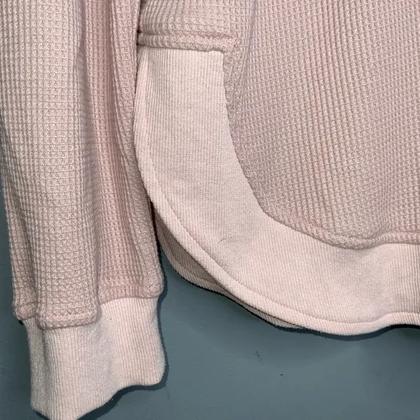 Blush Pink Long Sleeve Waffle Knit Crewneck Pullover Tunic XL - Image 4