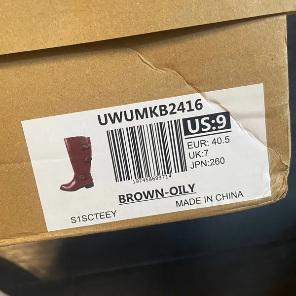 Burudani‎ Brown Oily Tall Riding Boots Triple Buckle Side Zip US 9 New In Box - Image 4